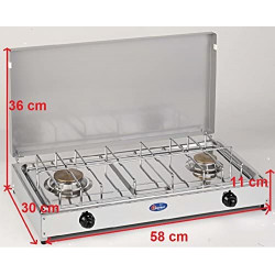 2-burner LPG / methane gas cooker with Stainless steel floor safety valve cfparker mod. 5522G. Color: Grey