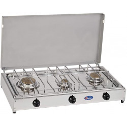3-burner LPG / methane gas cooker with safety valve Stainless steel platform cfparker mod. 5523G. Color: Grey