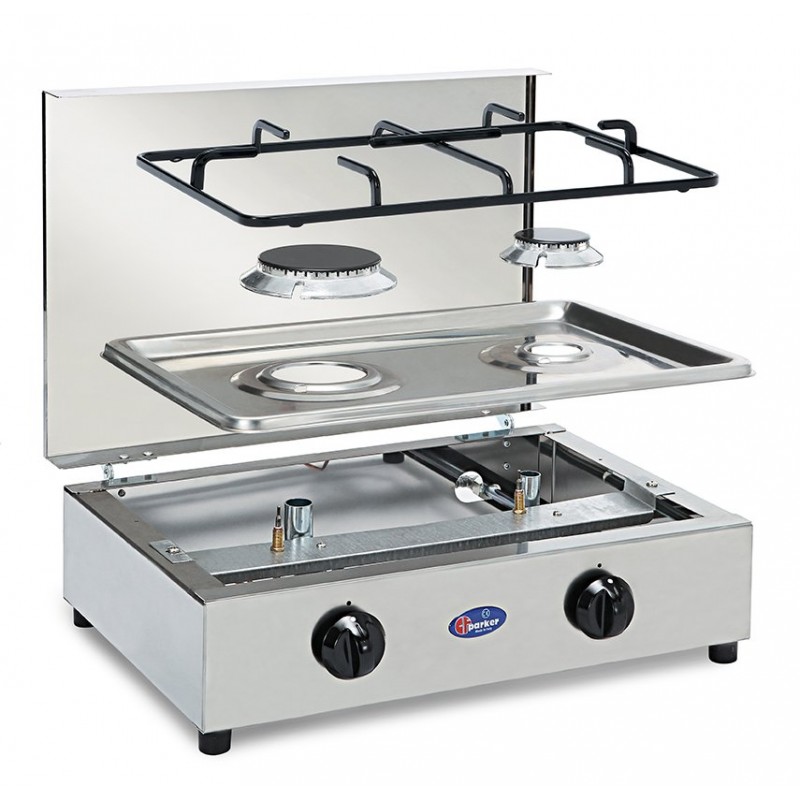 LPG / METHANE GAS STOVE 2 BURNERS WITH REMOVABLE TOP MOD. 200ACCGP