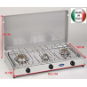LPG / methane gas cooker with 3 burners Stainless steel platform cfparker mod. 5523G. Color: Grey