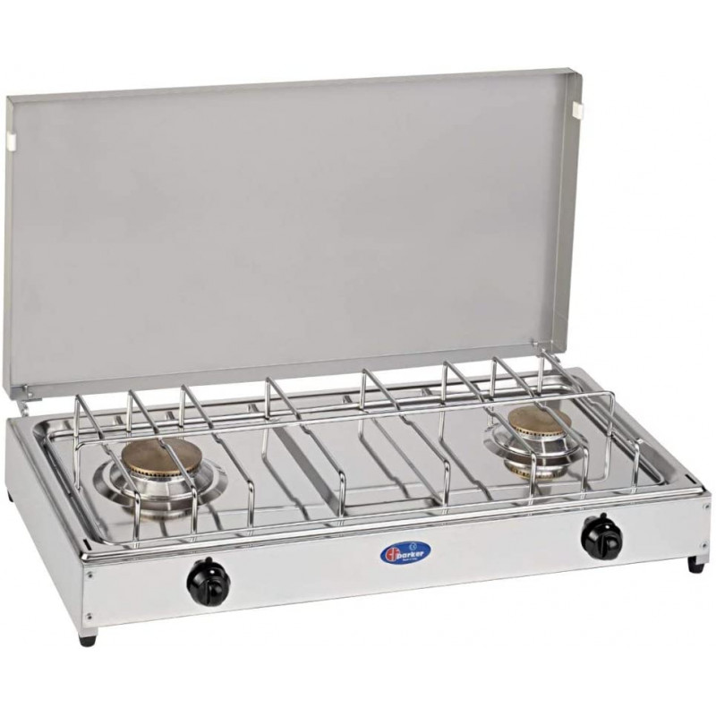 copy of 2-burner LPG / methane gas cooker with Stainless steel floor safety valve cfparker mod. 5522G. Color: Grey
