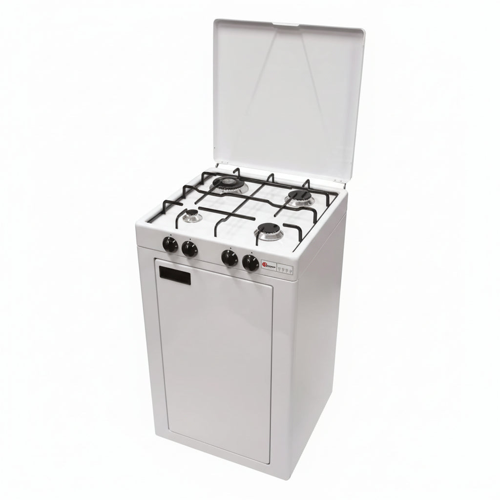 CFParker Fornello Cucina a Gas Gpl / Metano 4 Fuochi Bruciatore da 3,5 Kw con Mobile Portabombola e Valvola di Sicurezza - 541GPS/C