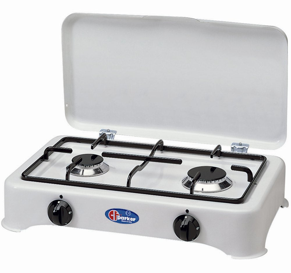 CFParker Fornello a Gas 2 Fuochi Gpl / Metano con Valvola di Sicurezza mod. 5326GPS