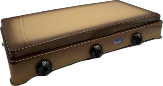 CFParker Fornello 3 Fuochi a Gas Gpl / Metano con Valvola di Sicurezza Sfumato Marrone - 5328SFGPS