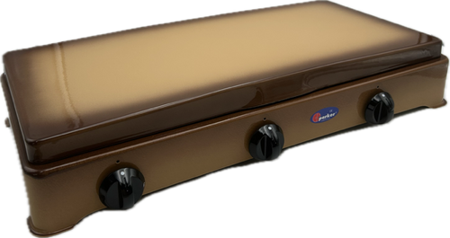 CFParker Fornello 3 Fuochi a Gas Gpl / Metano con Valvola di Sicurezza Sfumato Marrone - 5328SFGPS