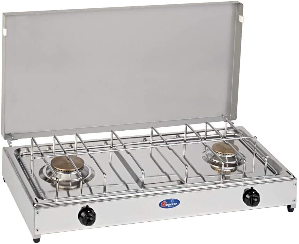 CFParker Fornello a Gas 2 Fuochi Gpl / Metano con Valvola di Sicurezza mod. 5522RSG