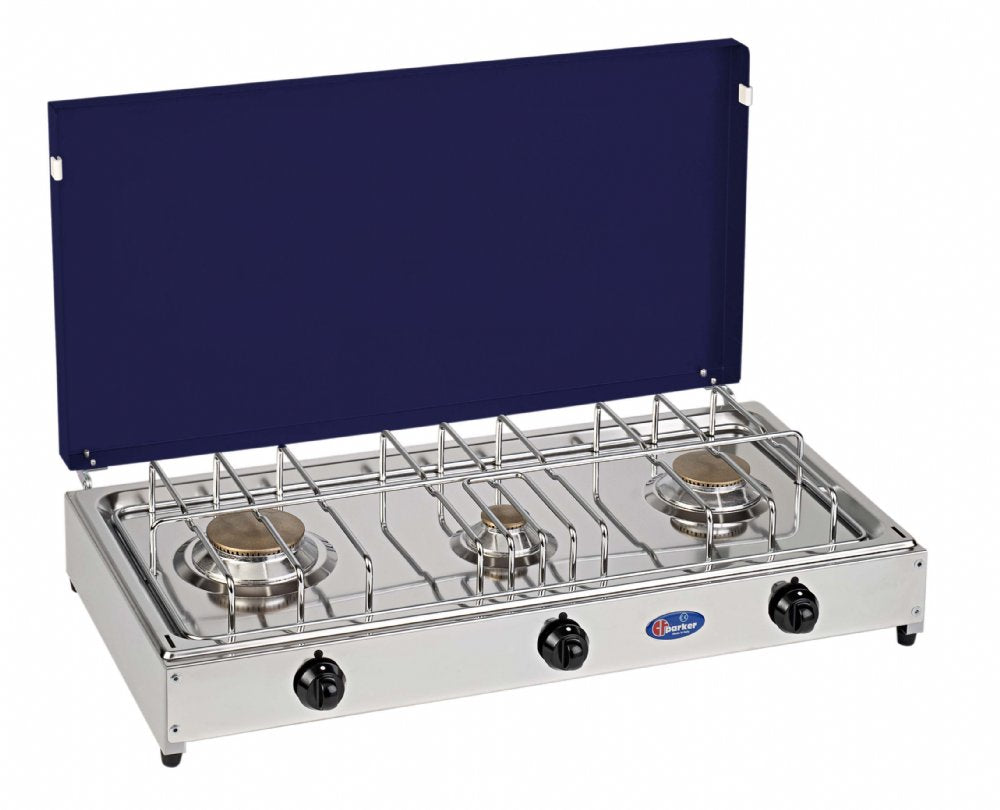 CFParker 3-Burner LPG/Methane Gas Stove with Stainless Steel Top, Model 5523GB 
