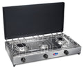 CFParker Fornello a Gas 3 Fuochi Gpl / Metano con Piano in Acciaio Inox e Valvola di Sicurezza mod. 5523SGSP