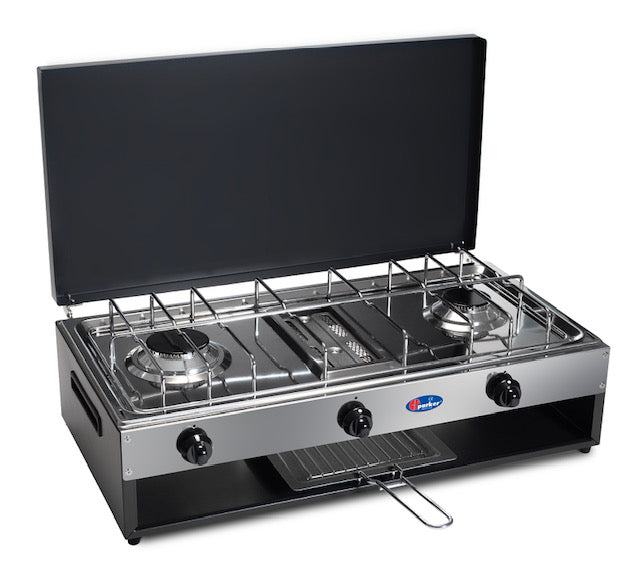 CFParker Fornello a Gas 2 Fuochi Gpl / Metano con Valvola di Sicurezza mod. 552SGSP