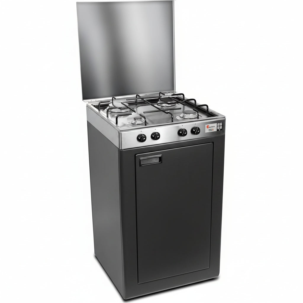 CFParker Fornello Cucina a Gas Gpl / Metano 4 Fuochi Acciaio Inox con Mobile Portabombola Grigio Grafite mod. 541ACCGP