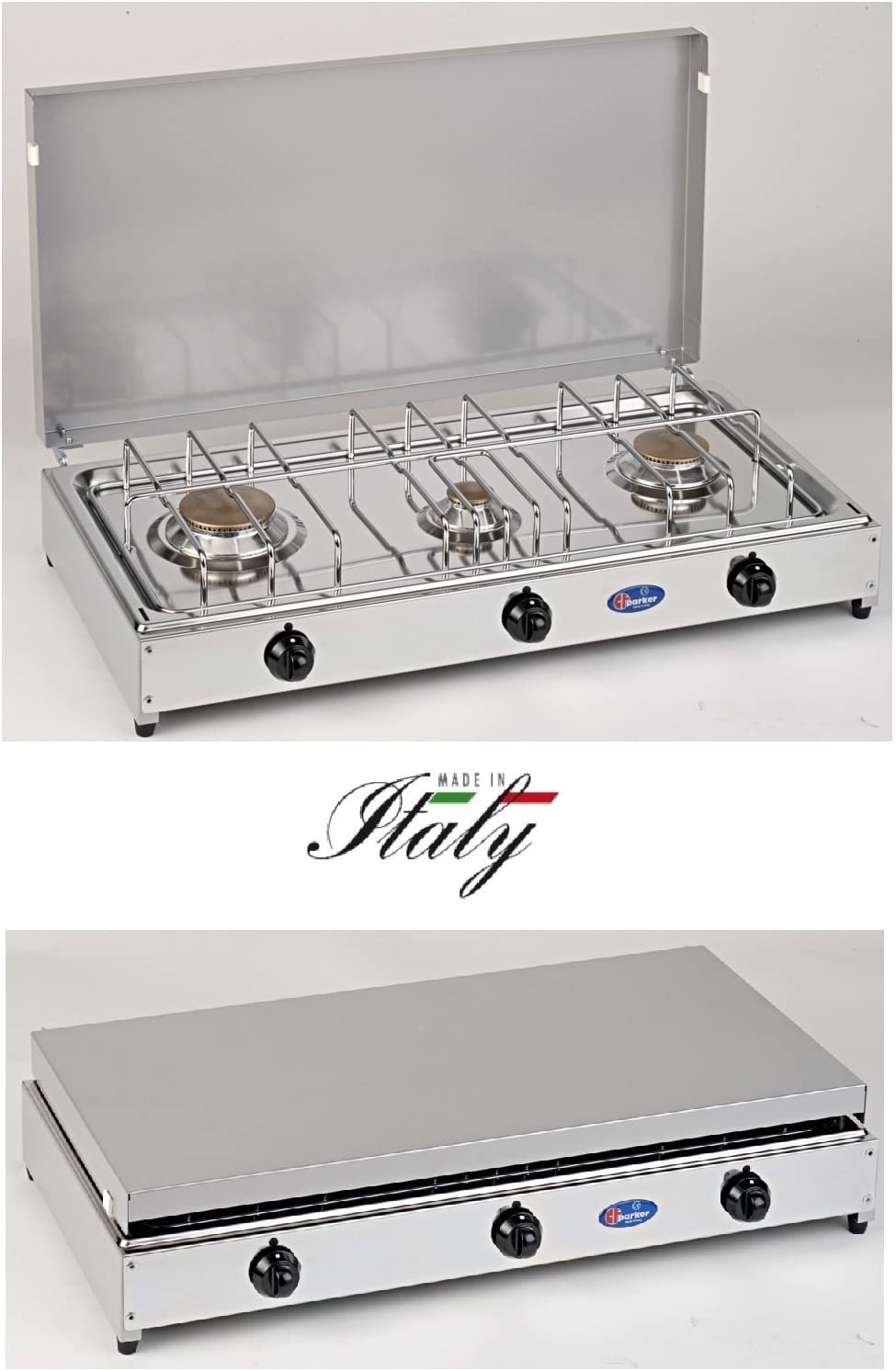 CFParker 3-Burner LPG/Methane Gas Stove with Stainless Steel Top, Model 5523G