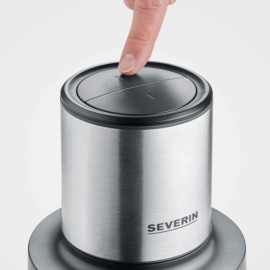 Severin Tritatutto da Cucina Elettrico, 1 Litro, 400W, 2 Velocità, Trita Ghiaccio, Disco Emulsionante, Inserto Pela Aglio, Ciotola in Vetro, BPA Free, 15,5 x 15,5 x 24,7 cm, Nero/Inox - KM 3867