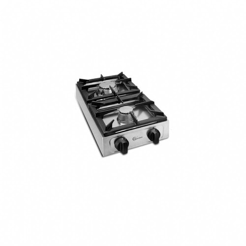CFParker Cucina Fornello professionale 2 fuochi acciaio inox 18/10 gas valvola sicurezza Made in Italy BIG7002F