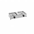 CFParker Cucina Fornello professionale 2 fuochi acciaio inox 18/10 gas valvola sicurezza Made in Italy BIG7502L1 kW 6 + kW 3,5