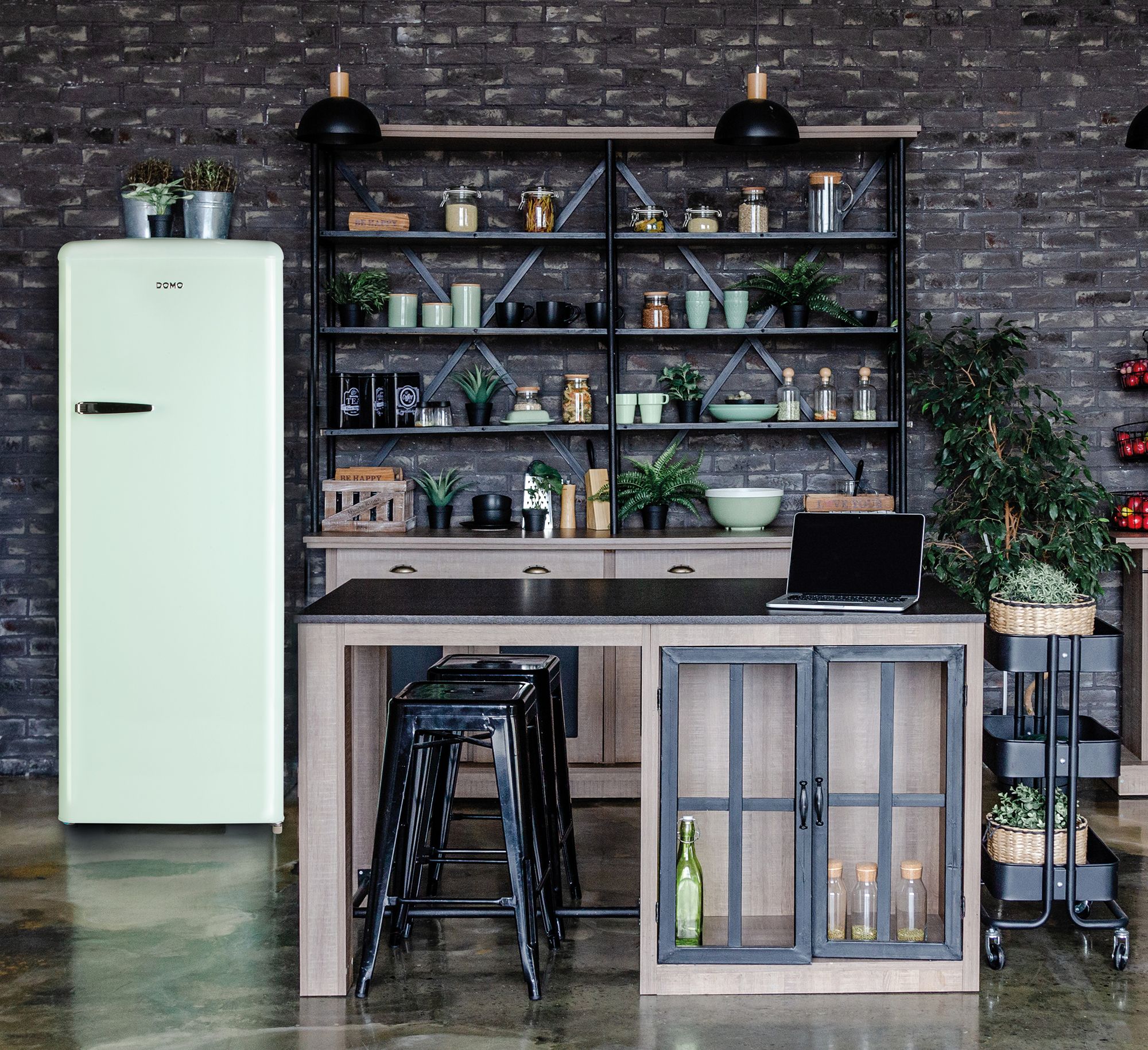 DOMO Frigorifero Mono Porta Retro' Vintage Anni 50 DO91701R Verde Menta CL. D