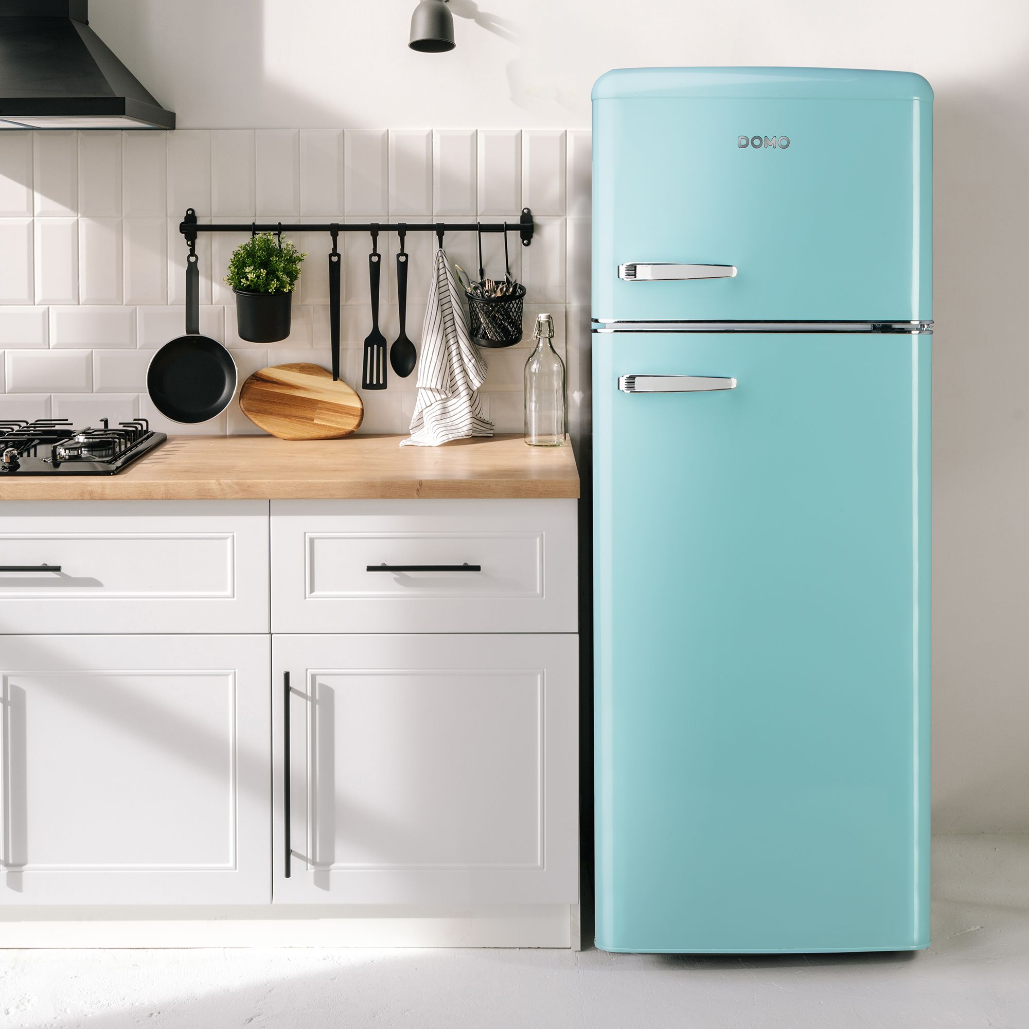 DOMO Frigorifero Doppia Porta Retro' Vintage DO91705R Turchese 144 cm CL. D