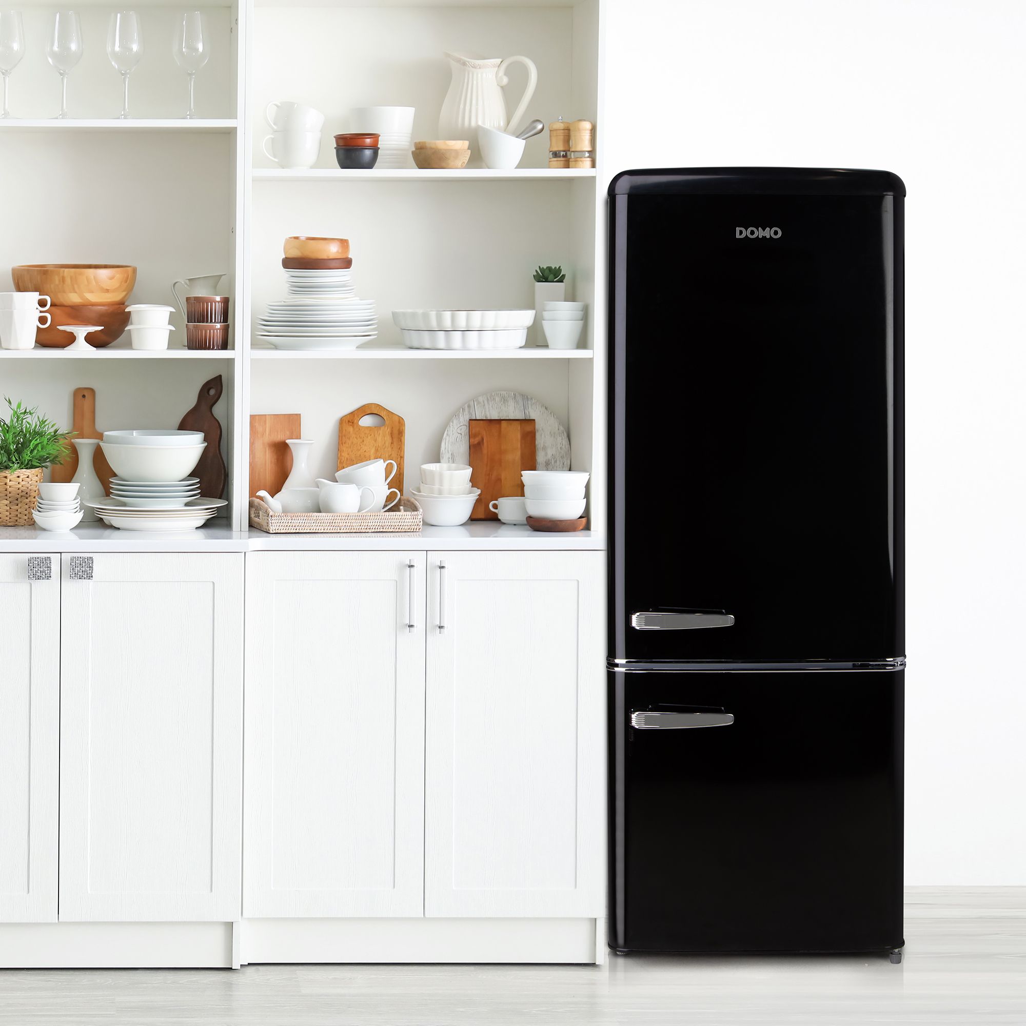 DOMO Frigorifero Combinato Retro Vintage Nero DO91706R