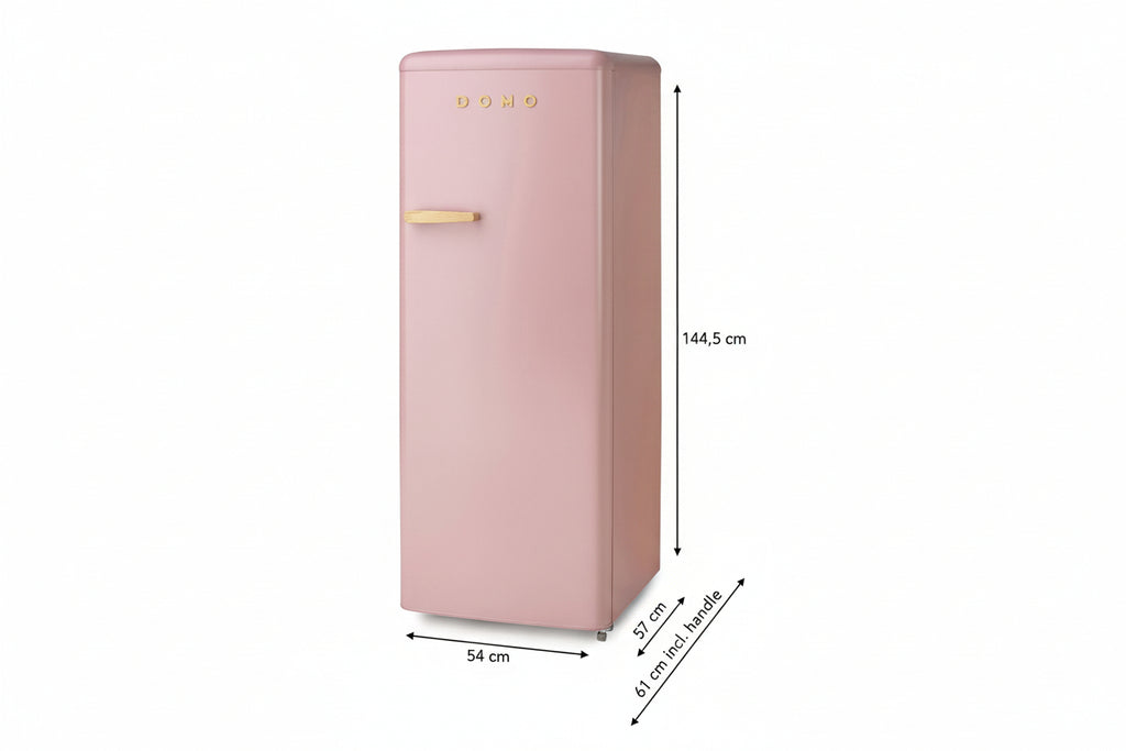 DOMO Frigorifero Mono Porta Retro' Vintage DO91708R Rosa 144 cm CL. D