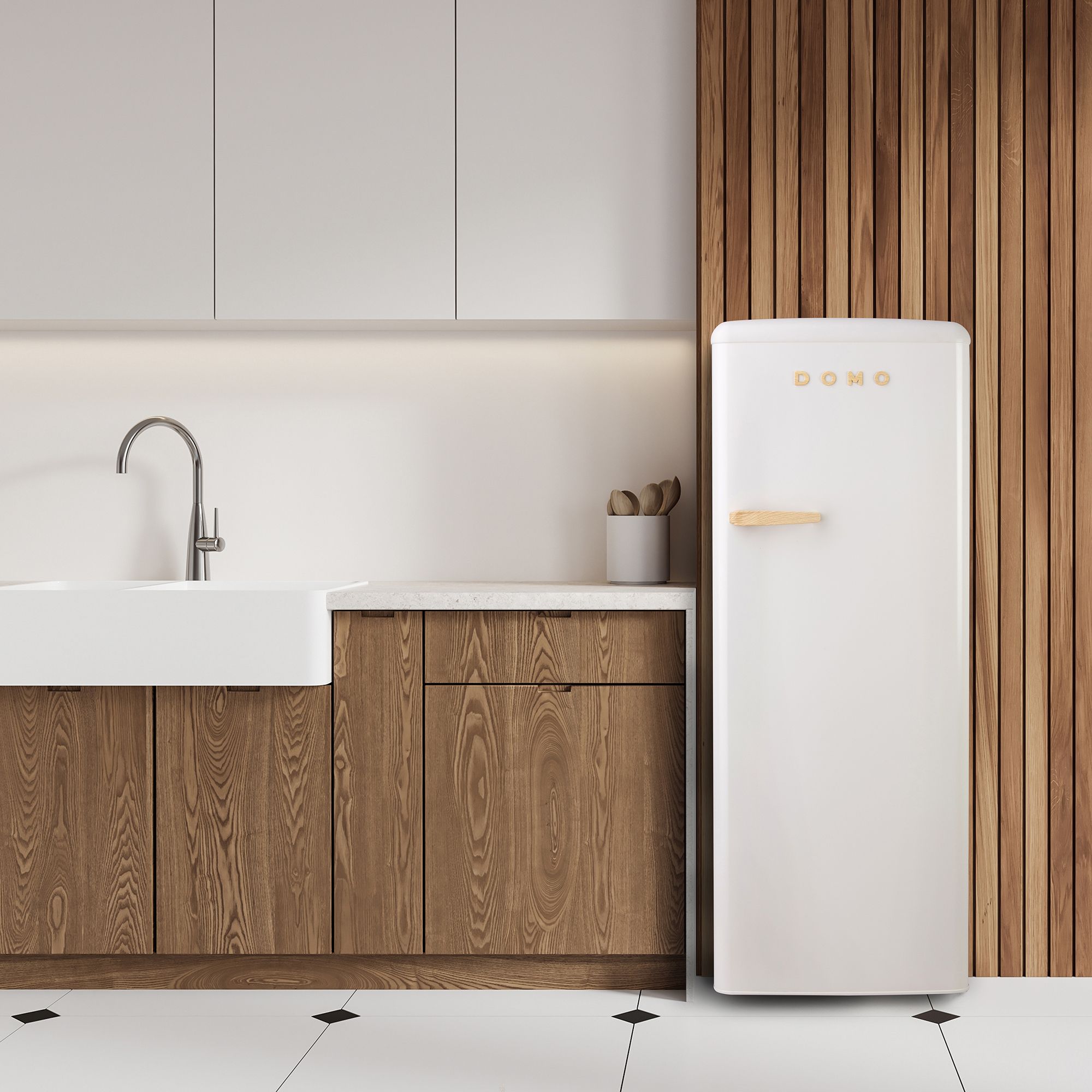 DOMO Frigorifero Mono Porta Retro' Vintage DO91709R Bianco 144 cm CL. D