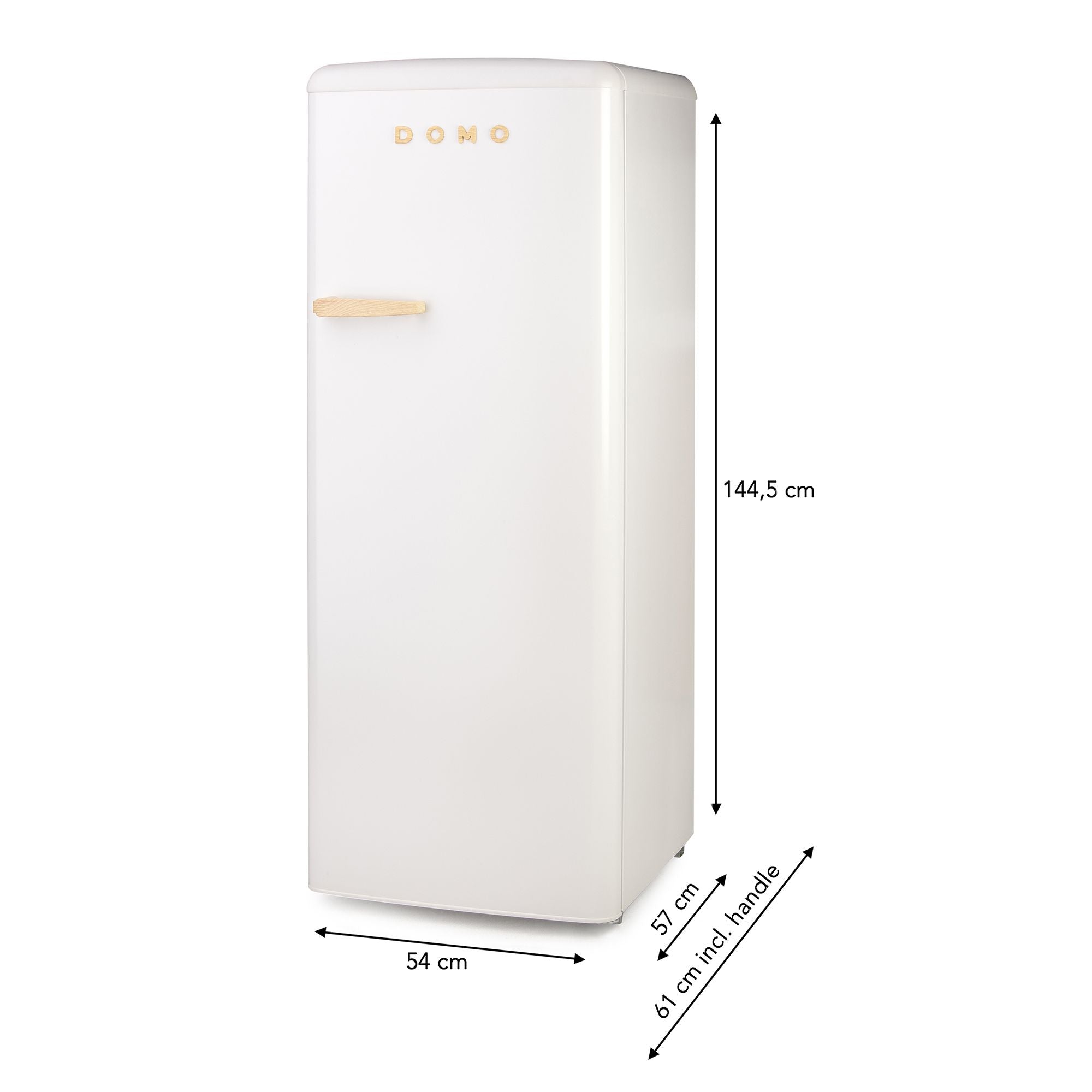 DOMO Frigorifero Mono Porta Retro' Vintage DO91709R Bianco 144 cm CL. D