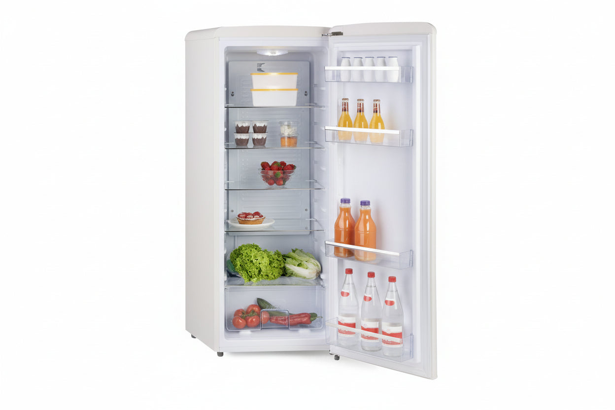 DOMO Frigorifero Mono Porta Retro' Vintage DO91709R Bianco 144 cm CL. D