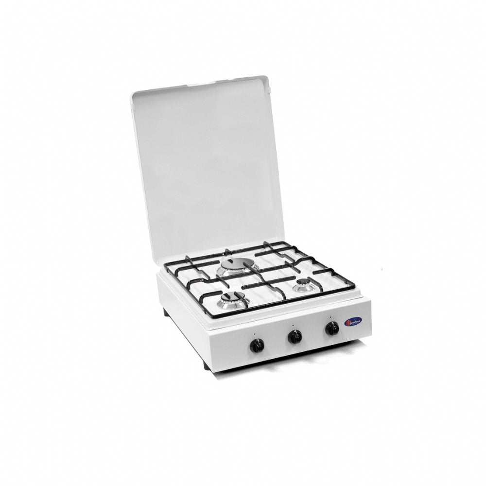 CFParker Fornello a Gas 3 Fuochi Gpl / Metano con Piano Estraibile e Valvola di Sicurezza mod. FO3330GPS