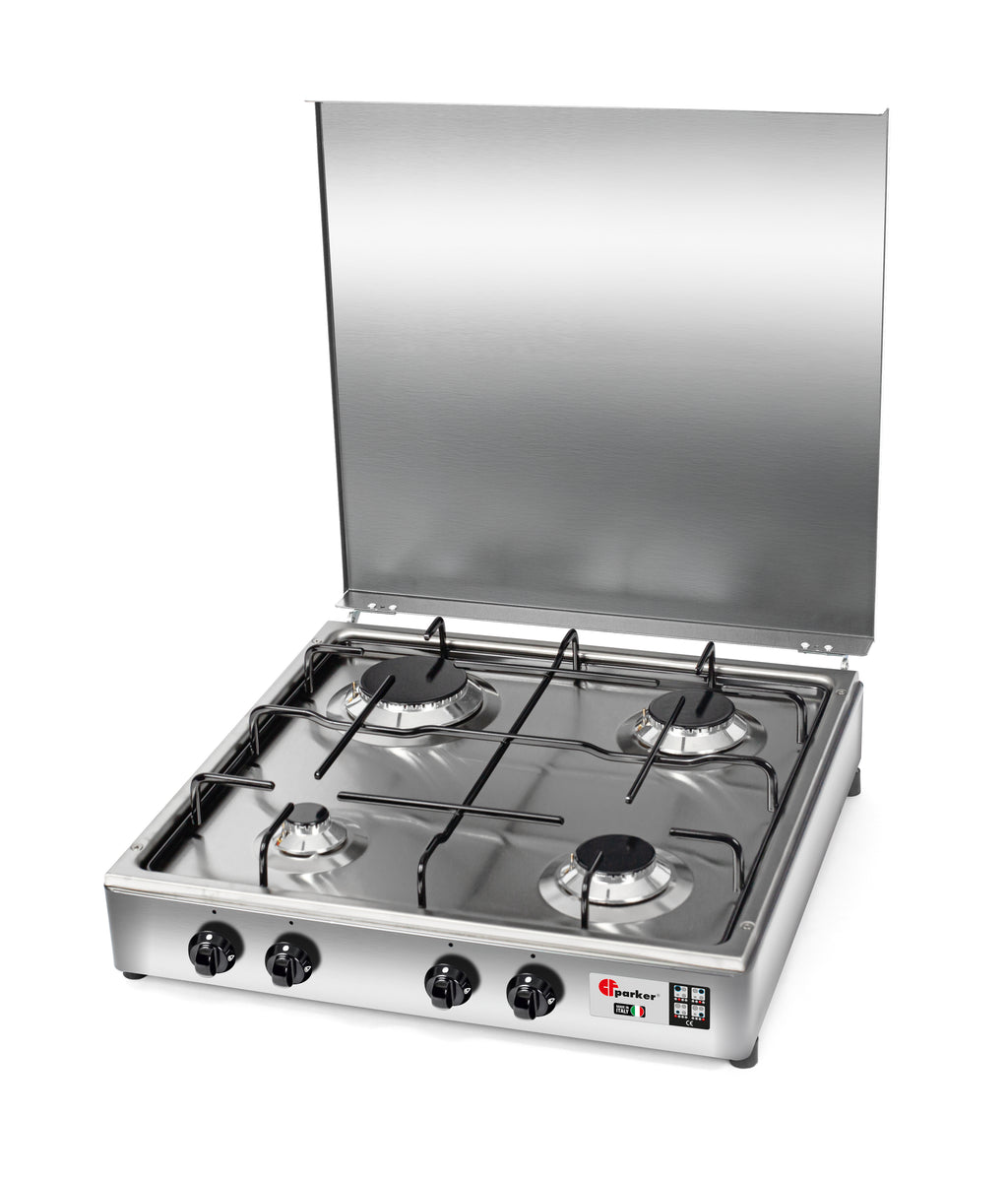 CFParker Fornello Cucina a Gas Gpl / Metano 4 Fuochi Acciaio Inox con Mobile Portabombola Grigio Grafite mod. 541ACCGP