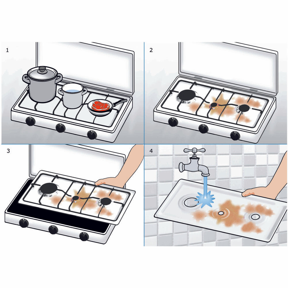 CFParker 3-Burner Gas Stove, LPG/Methane, Stainless Steel, Safety Valve, Removable Top, Model FO3300ACCGPS 