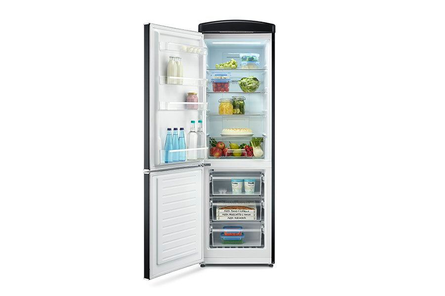 Severin Frigorifero Combinato Retro' Vintage Total No Frost Nero RKG 8888 Apertura a Sinistra