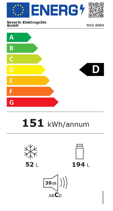 Severin Frigorifero Doppia Porta Retro' Vintage Nero Rkg 8984