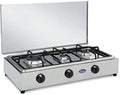 CFParker 3-Burner Gas Stove, LPG/Methane, Stainless Steel, Safety Valve, Removable Top, Model FO3300ACCGPS 