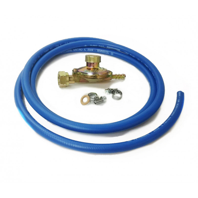 REGOLATORE Bassa Pressione FORNELLI CUCINE BARBECUE GAS + 2 MT Tubo GPL + 2 Fascette