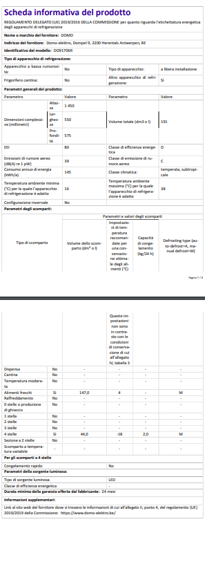 DOMO Frigorifero Combinato Retro Vintage Nero DO91706R